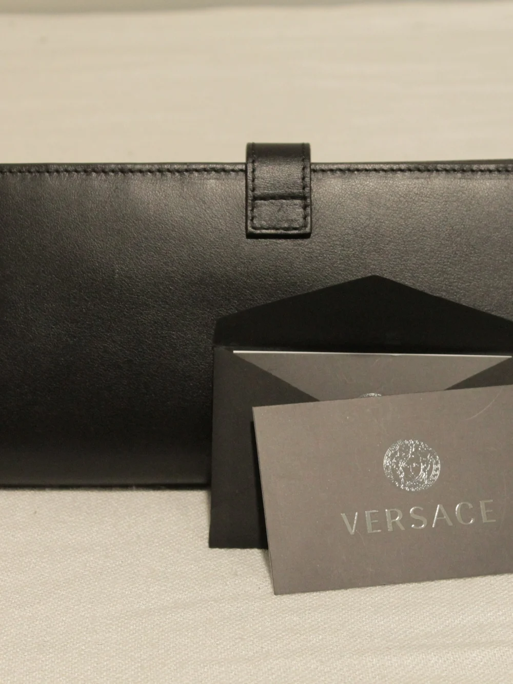 Versace Black Leather Wallet with Authenticity Card